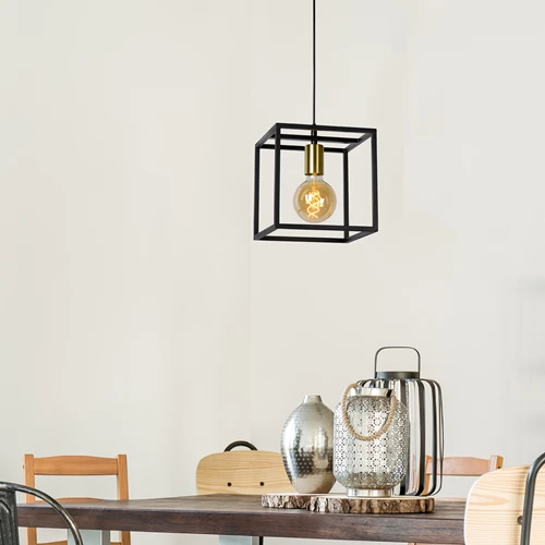 Lucide RUBEN - Pendant light - 1xE27 - Black - atmosphere 1